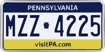 PA license plate MZZ4225