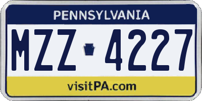 PA license plate MZZ4227