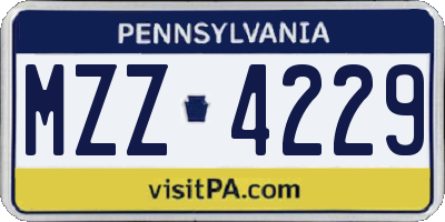 PA license plate MZZ4229