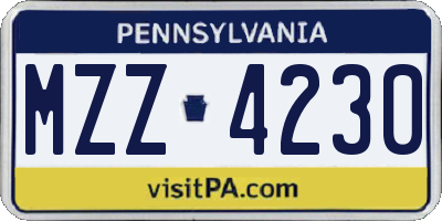 PA license plate MZZ4230