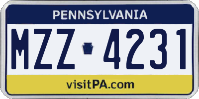 PA license plate MZZ4231