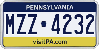 PA license plate MZZ4232