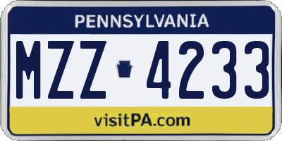PA license plate MZZ4233