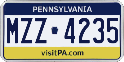 PA license plate MZZ4235