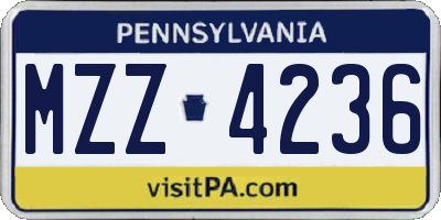 PA license plate MZZ4236