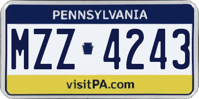 PA license plate MZZ4243