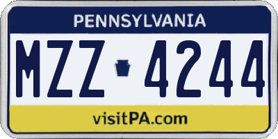 PA license plate MZZ4244