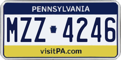 PA license plate MZZ4246