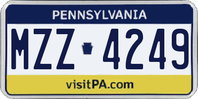 PA license plate MZZ4249