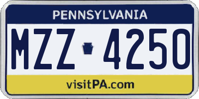 PA license plate MZZ4250