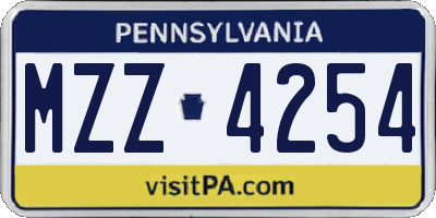 PA license plate MZZ4254