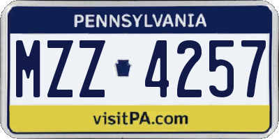 PA license plate MZZ4257