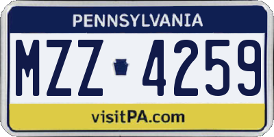 PA license plate MZZ4259