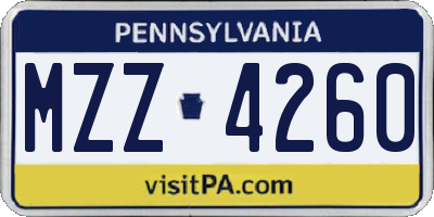 PA license plate MZZ4260