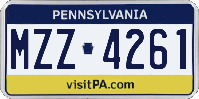 PA license plate MZZ4261