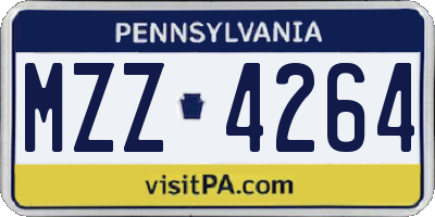 PA license plate MZZ4264