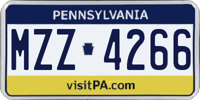 PA license plate MZZ4266