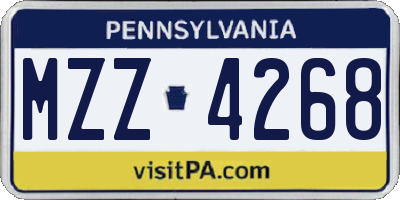 PA license plate MZZ4268