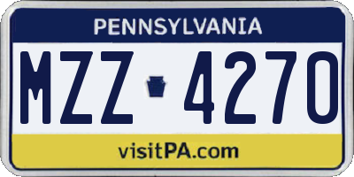 PA license plate MZZ4270
