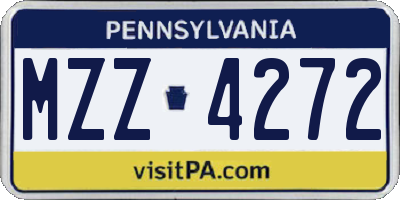 PA license plate MZZ4272