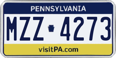 PA license plate MZZ4273