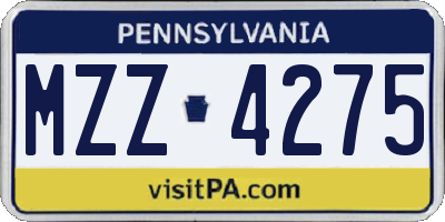 PA license plate MZZ4275