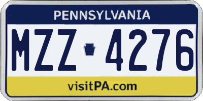 PA license plate MZZ4276