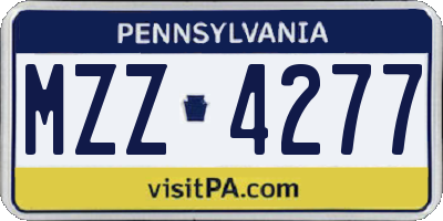 PA license plate MZZ4277