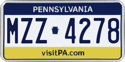 PA license plate MZZ4278