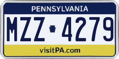 PA license plate MZZ4279