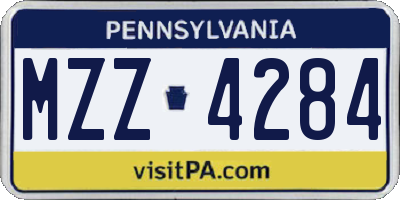 PA license plate MZZ4284