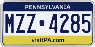 PA license plate MZZ4285