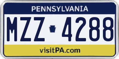 PA license plate MZZ4288