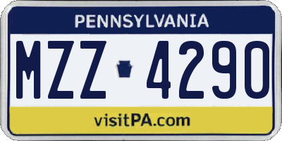 PA license plate MZZ4290