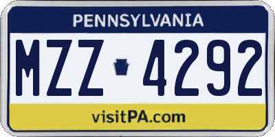 PA license plate MZZ4292