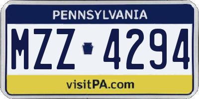 PA license plate MZZ4294