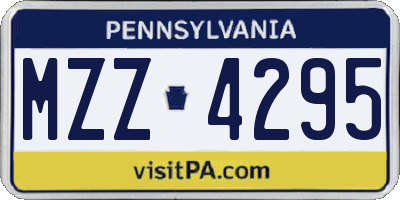 PA license plate MZZ4295
