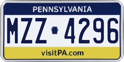 PA license plate MZZ4296
