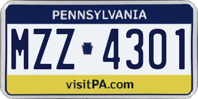 PA license plate MZZ4301