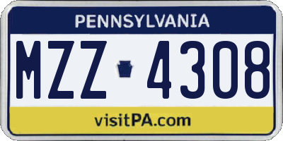 PA license plate MZZ4308