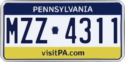 PA license plate MZZ4311