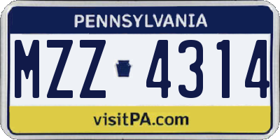 PA license plate MZZ4314
