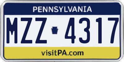 PA license plate MZZ4317
