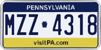 PA license plate MZZ4318