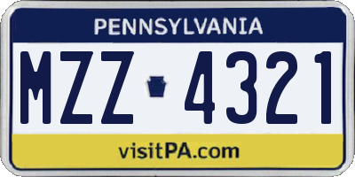 PA license plate MZZ4321