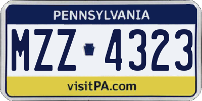 PA license plate MZZ4323