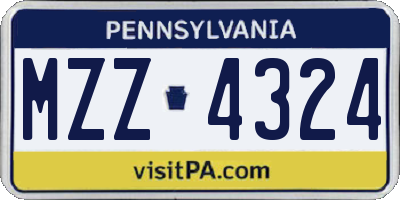 PA license plate MZZ4324