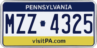 PA license plate MZZ4325