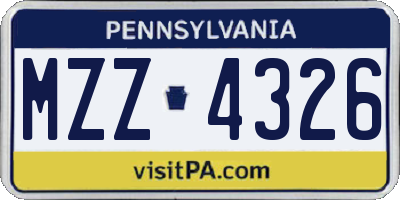 PA license plate MZZ4326