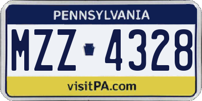 PA license plate MZZ4328